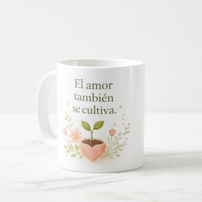 Mug ✨ Amor que Florece – Taza de Café Botánica  (Devant gauche)