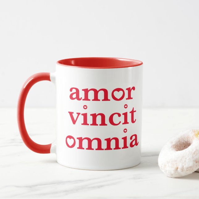 Mug Amor Vincit Omnia - Citation latine (Avec donut)