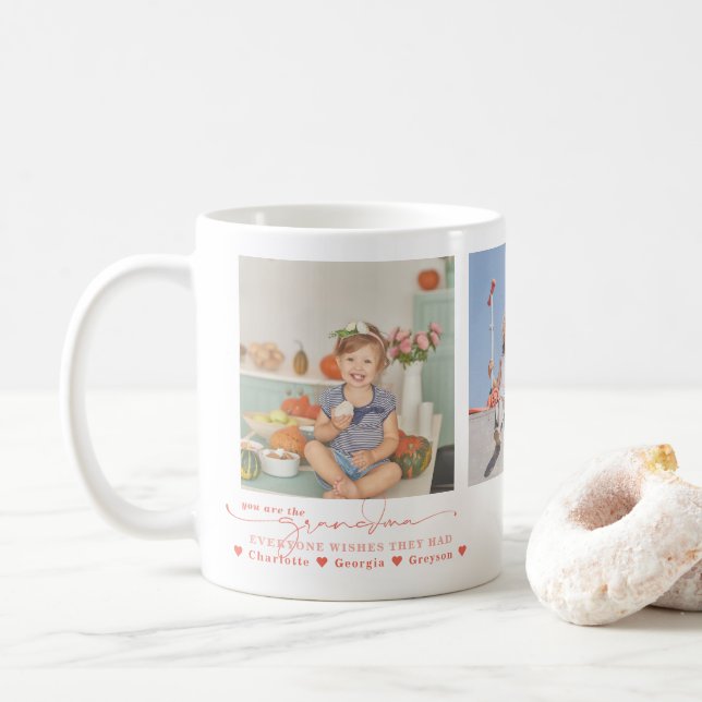 Mug Amour à Grand-Mère | Collage de Trois Photos (Avec donut)