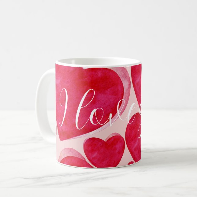 Mug Amour Abstrait - Je t'aime écrit à la main  (Devant gauche)