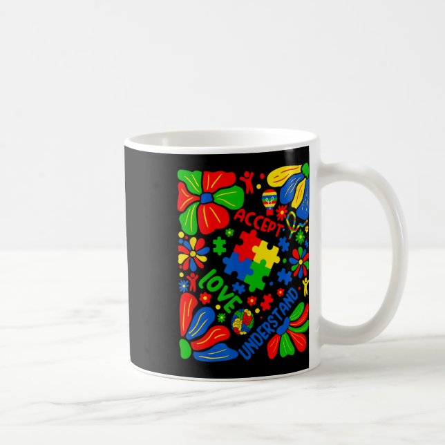 Mug Amour Accepter Comprendre Autisme Boho Fleur  (Droite)
