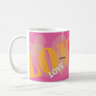 Mug Amour, amour, amour, rose, jaune, valentine