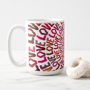 Mug Amour amour spirale rose mauve pêche burgundy