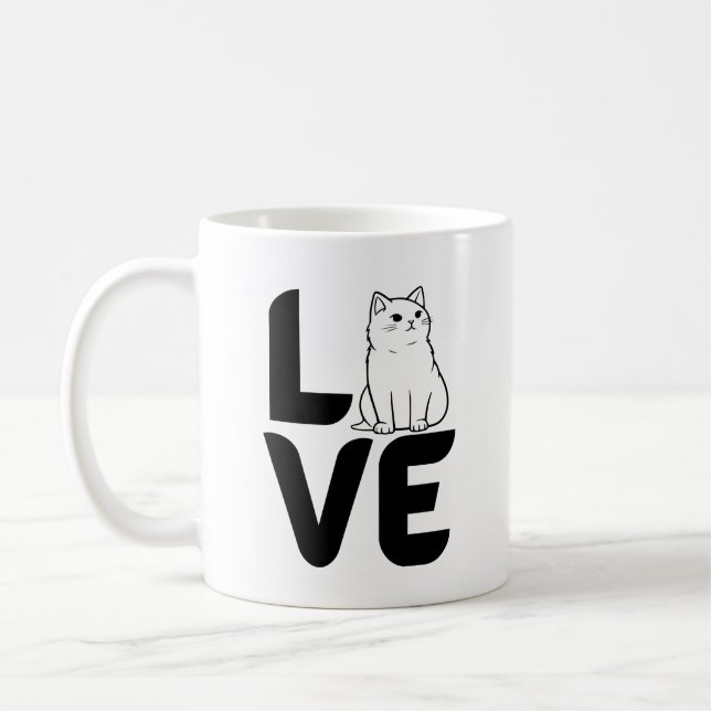 Mug Amour avec un chat comme O (Gauche)