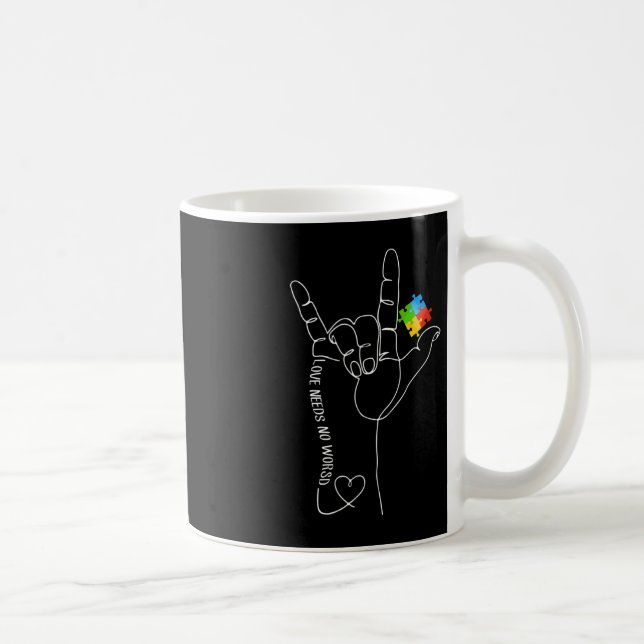Mug Amour Besoin d'aucun mot Sensibilisation sur l'aut (Droite)