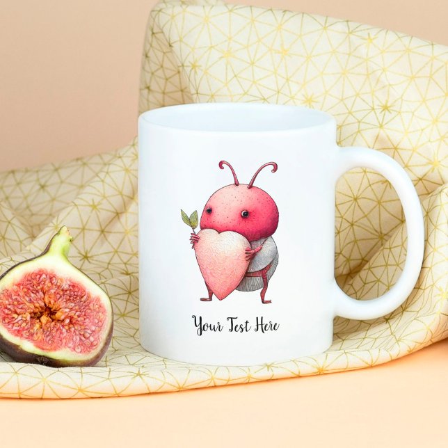 Mug Amour Bug Funny Beetle Design Red Heart Cadeau (Créateur téléchargé)
