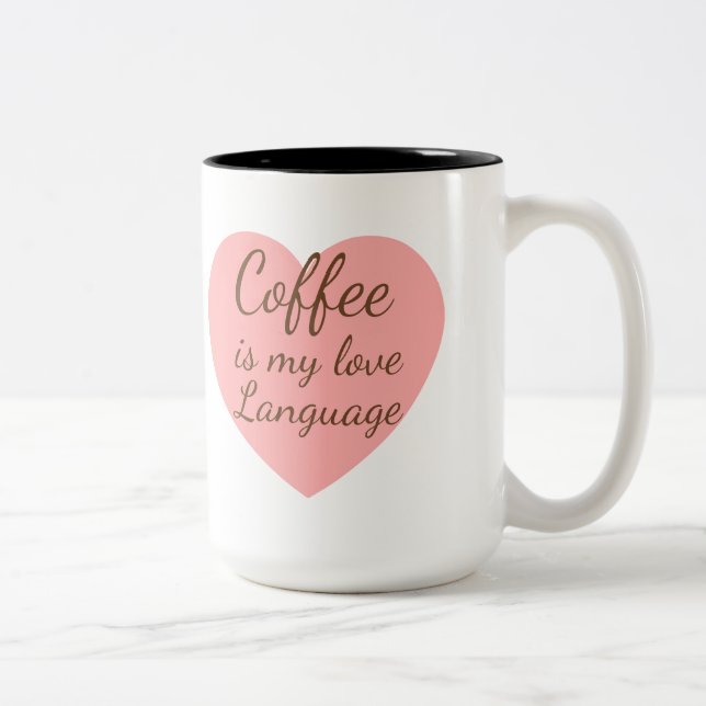 Mug Amour Café Chat Mignon & Cœur Rose (Droit)