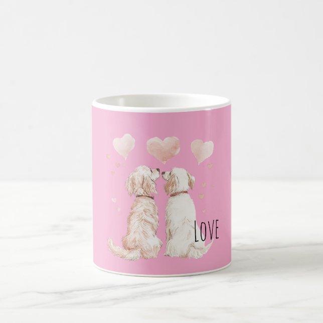 Mug Amour de chien à coeurs roses (Centre)
