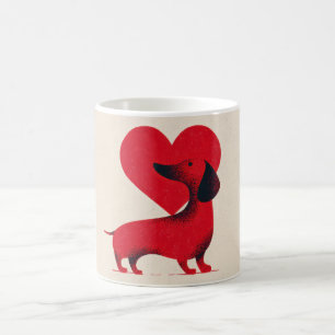 Mug Amour de Dachshund – Dessin de cœur de chien migno