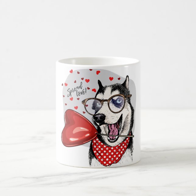 Mug Amour de diffusion de chien de traîneau, chien de (Centre)