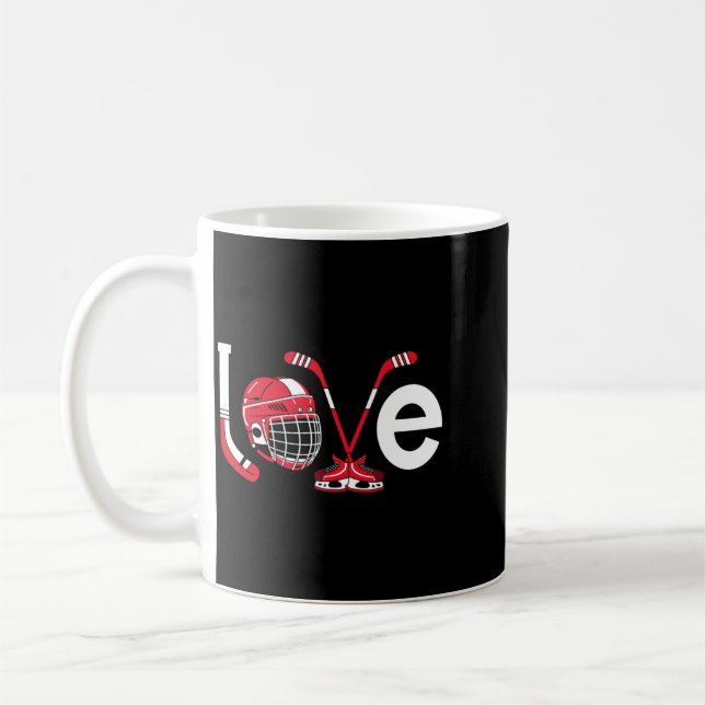 Mug Amour de hockey de la Saint-Valentin patins bâtons (Gauche)