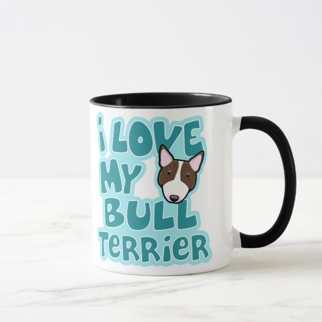Mug Amour de Kawaii I mon bull-terrier Brindle (Droite)