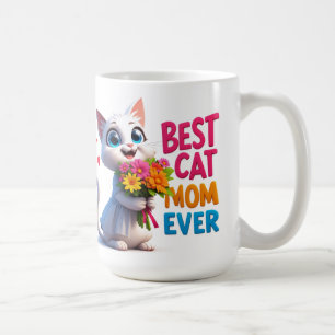 Mug Amour de Maman Chat Avec Fleurs Et Cœurs 🐱