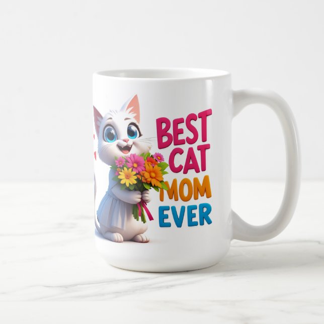 Mug Amour de Maman Chat Avec Fleurs Et Cœurs 🐱 (Droite)