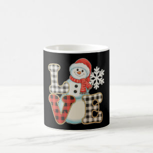 Mug Amour de Noël Bonhomme de Neige Mignon Plaid de Bu