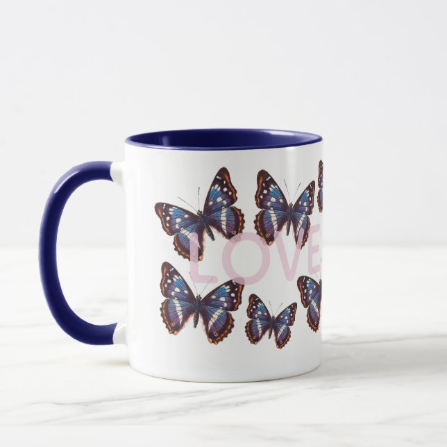 Mug Amour de Papillon Bleu (Gauche)