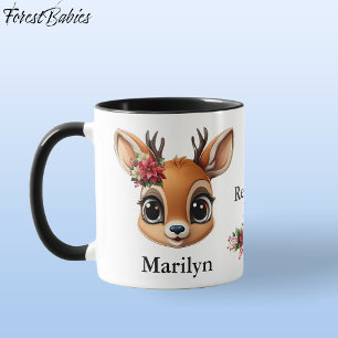 Mug Amour des rennes, Poinsettia Deer, Faune, Doe Flor