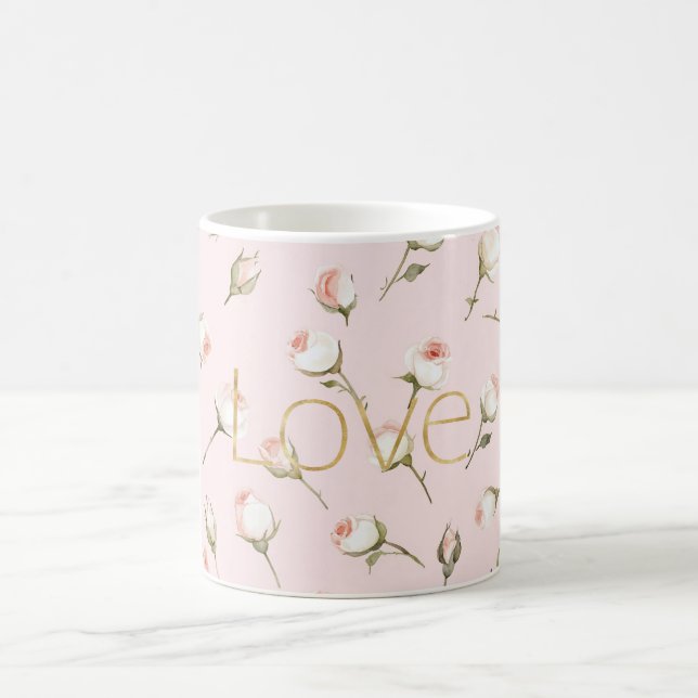 Mug Amour doré rose blush rose floral (Centre)