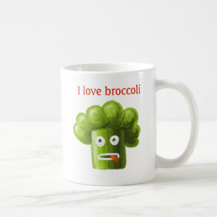 Mug Amour drôle de brocoli de bande dessinée