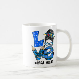Mug Amour drôle Messy Bun Para Squad Puzzle Autisme Aw