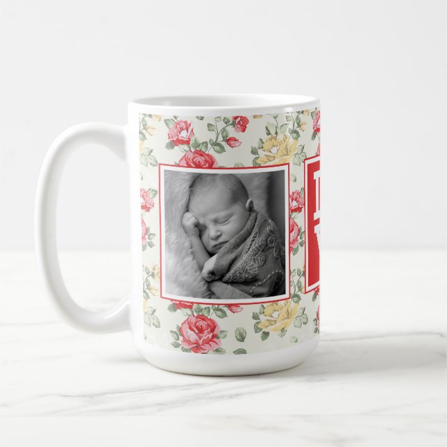 Mug AMOUR élégant du papier peint | de rose de rose (Gauche)