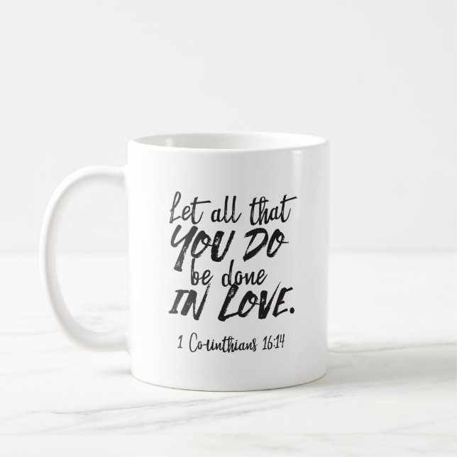 Mug Amour en action - 1 Corinthiens 16:14 Inspirationa (Gauche)