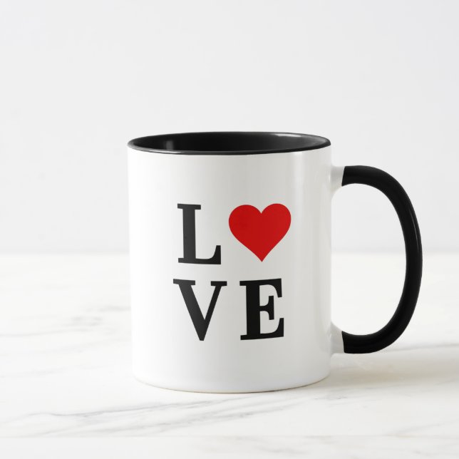 Mug Amour et Coeur Minimaliste Élégant (Droite)