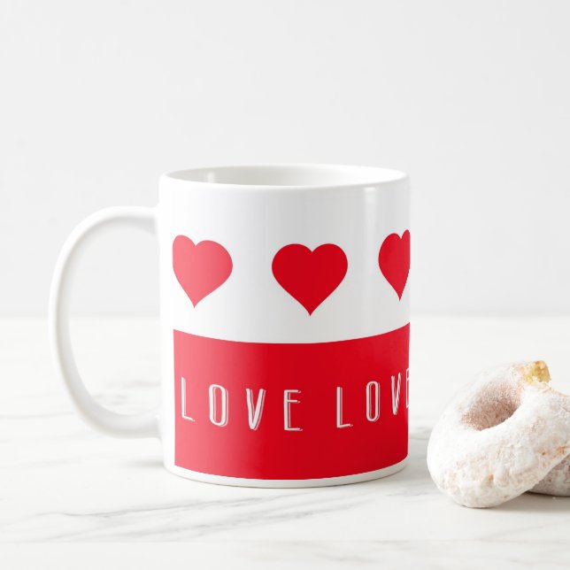 Mug Amour et Coeurs rouges Saint Valentin (Avec donut)