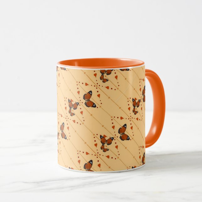 Mug Amour et Papillons en version orange 2 (Devant droit)