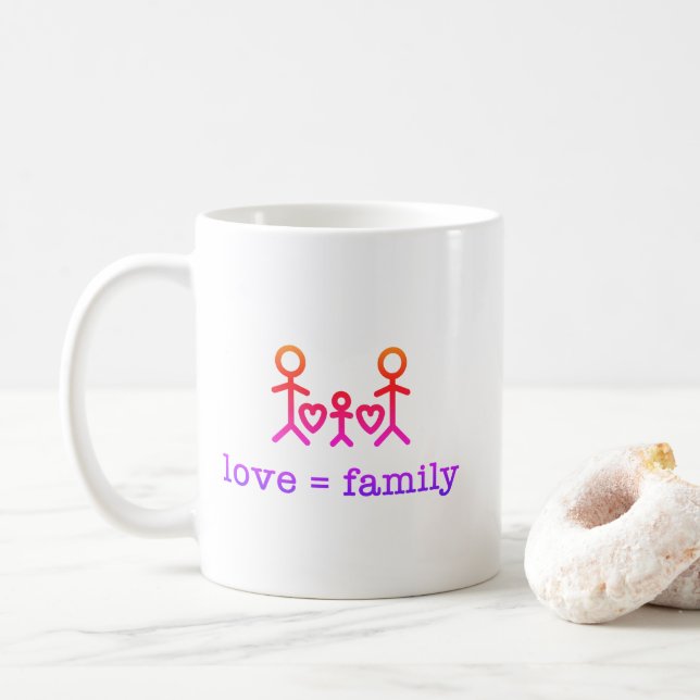 Mug Amour = Famille, (Avec donut)
