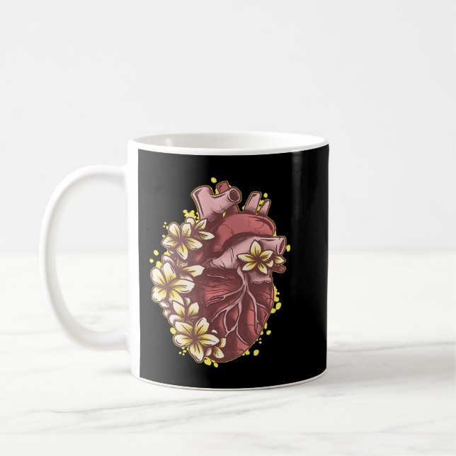 Mug Amour floral Coeur humain anatomique avec fleurs 5 (Gauche)