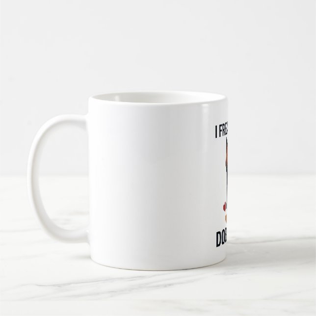 Mug Amour fou pour le chien Dobermann Cœurs rouges_1 (Gauche)