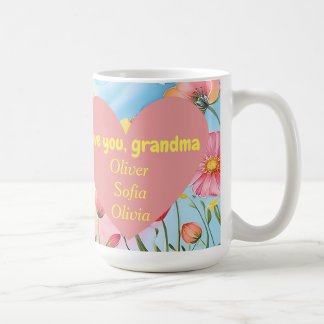 Mug amour grand-mère coeur rose fleur sauvage