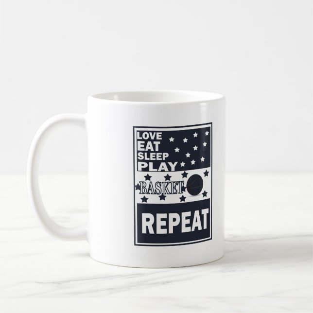 Mug Amour manger dormir jouer basket-ball répéter (Gauche)