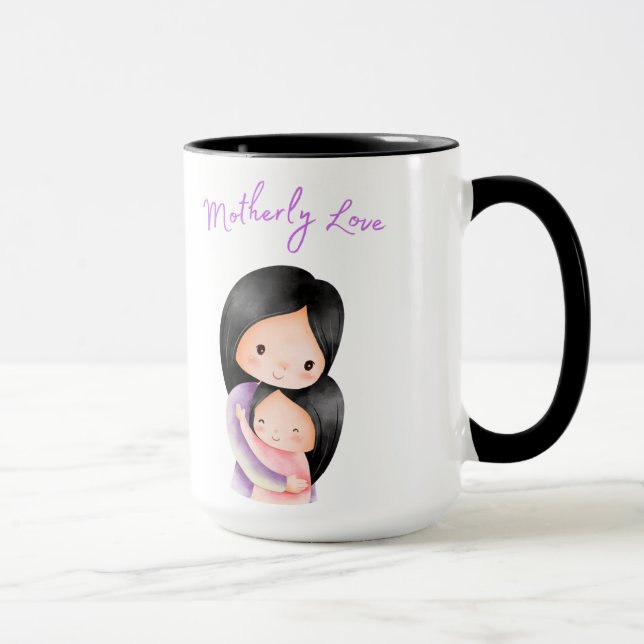 Mug Amour-mère mère mère mère et fille enlacée (Droite)