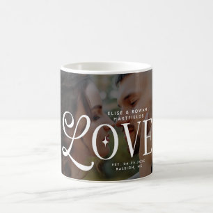 Mug Amour Moderne Monogramme de Mariage Photo de Coupl