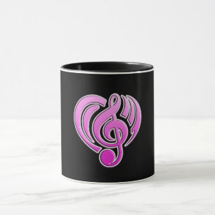 Mug Amour Musical Vibrations Cœur Rose Note De Musique