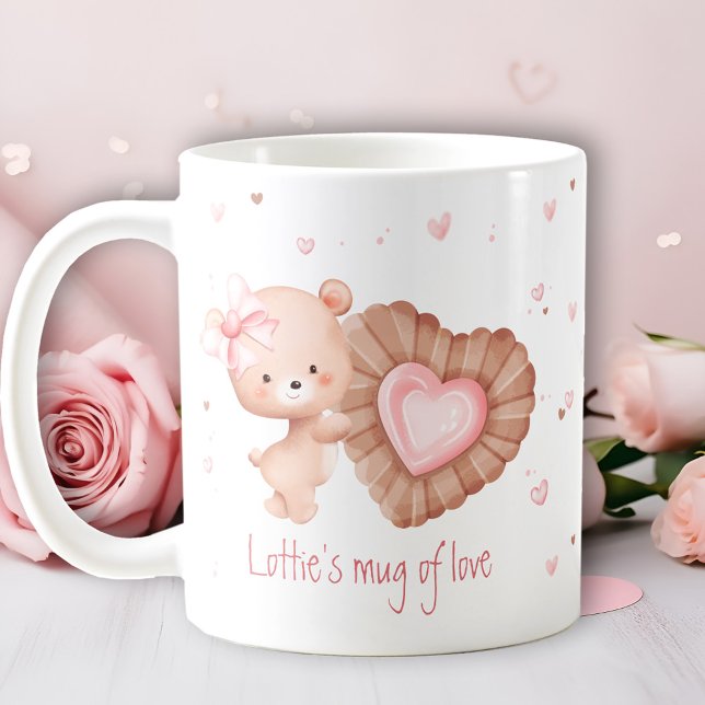 Mug Amour Ourson Mignon Cookie Rose Saint Valentin (Mug Of Love Cute Teddy Bear Cookie Pink Valentine)