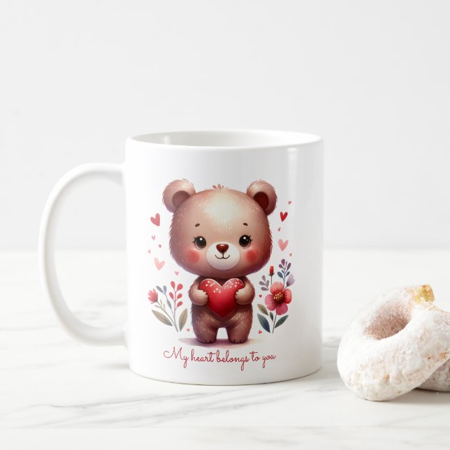 Mug Amour Ourson Mignon Mon Cœur T'appartient (Avec donut)
