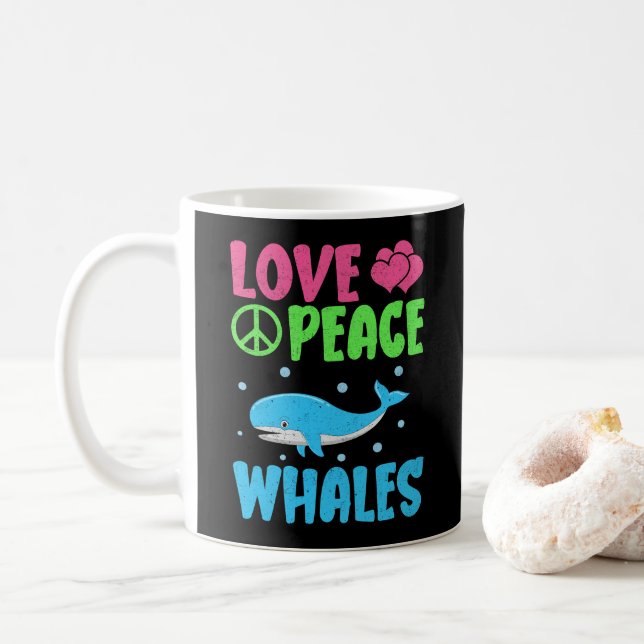 Mug Amour Paix Baleines mignonnes Animaux de mer Balei (Avec donut)