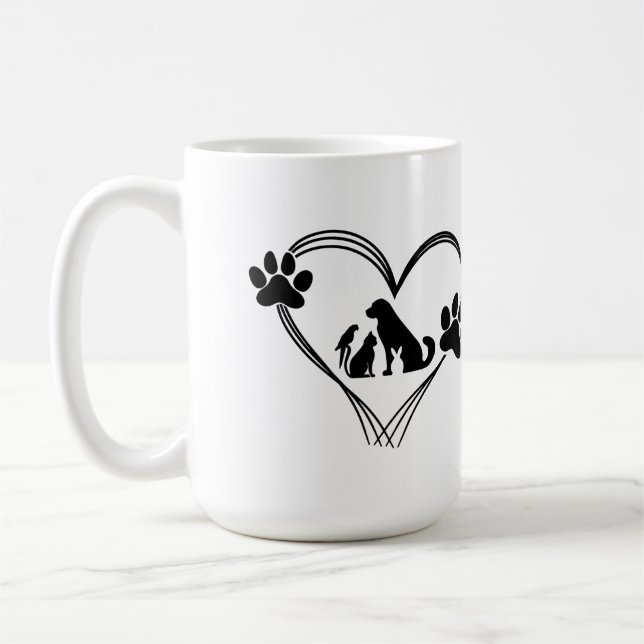 Mug Amour Pattes d'animaux de compagnie  (Gauche)