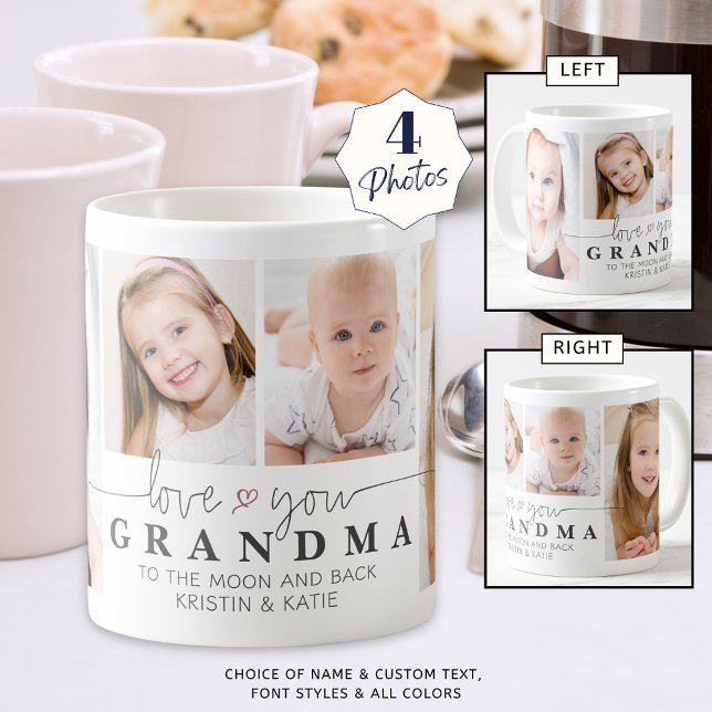 Mug AMOUR PERSONNALISÉ VOUS GRANDMA 4 Script photo gri (Créateur téléchargé)
