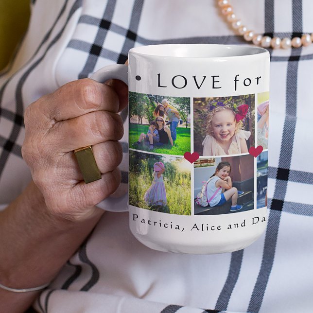 Mug Amour pour grand-mère multi photo cœurs simples mi (Créateur téléchargé)