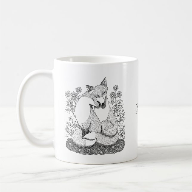 Mug Amour Renard couple Encre serré Dessin d'encre per (Gauche)