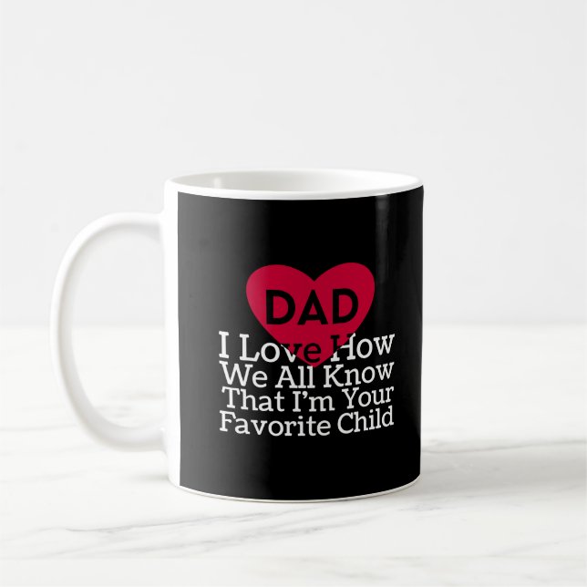 Mug Amour rouge blanc noir du papa I de coeur comment (Gauche)