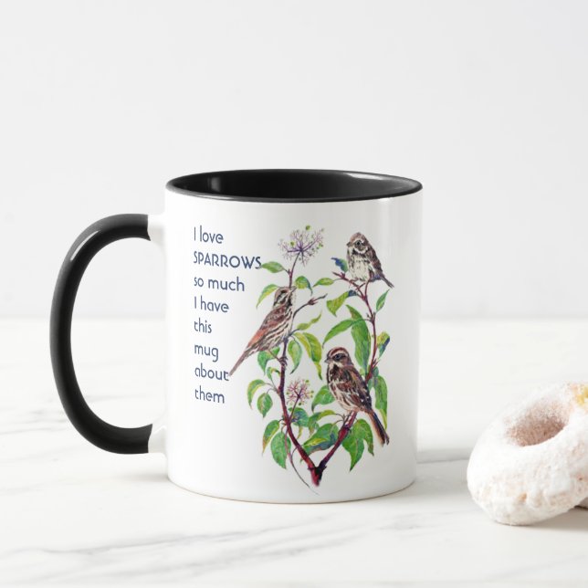Mug Amour SPARROWS OISEAUX tellement que je me moque C (Avec donut)