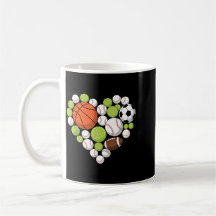 Mug Amour Sports Baseball Football Fan Sportif Cœur