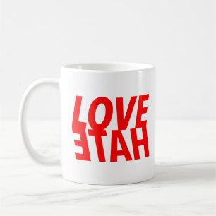 Mug AMOUR sur HAINE graphique rouge vif suprême souver