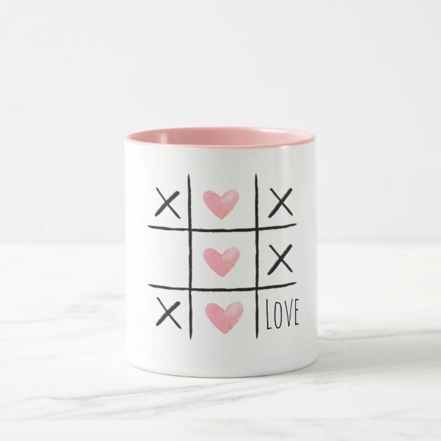 Mug Amour Tic Tac Toe Cœurs Roses (Centre)