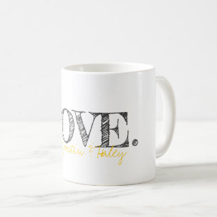 Mug AMOUR. Typographie Noms Moderne Couple Enfants Ani